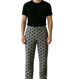 Michael Kors Trendy Gray Lounge Pants Black Print Pattern Elastic Waist Casual L